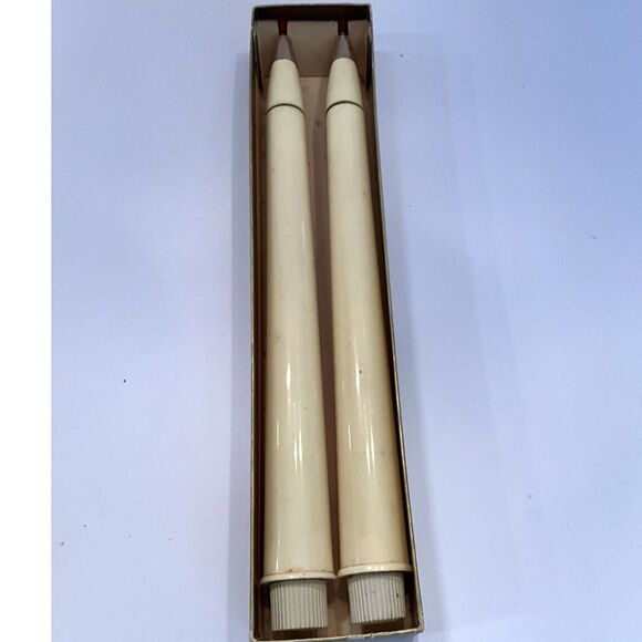 Vintage MCM Everlasting Red Tipped Candles set of 2 refillable with box - Picture 1 of 3